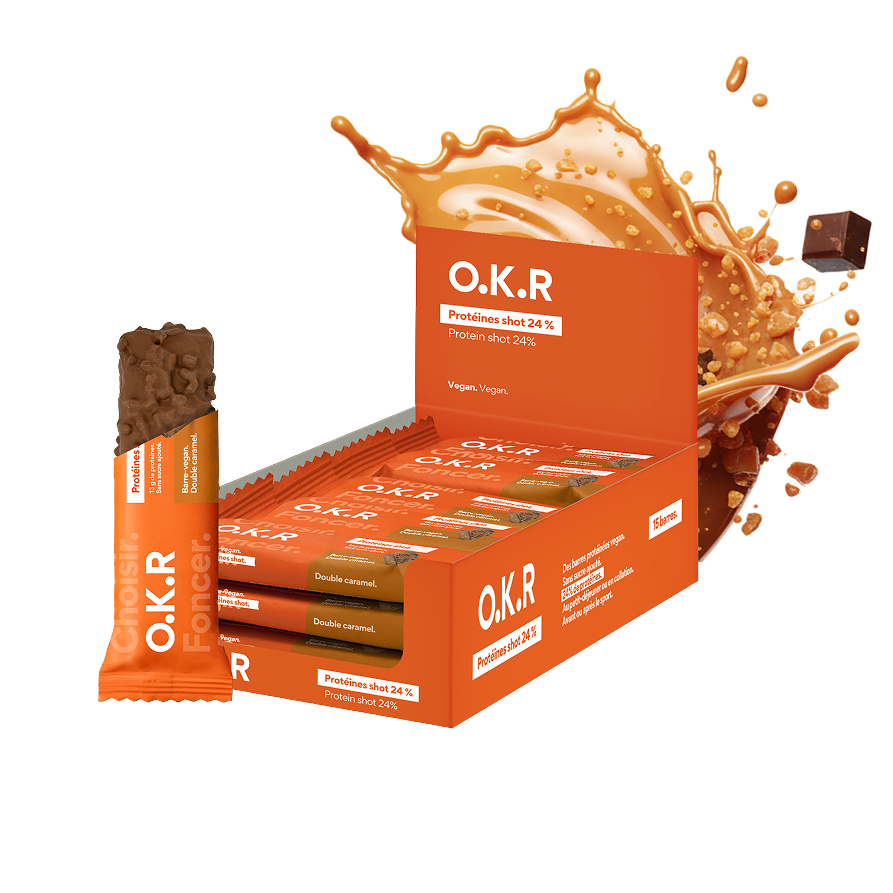 Double caramel. (PAV barre-vegan Protéines shot caramel / Snack)