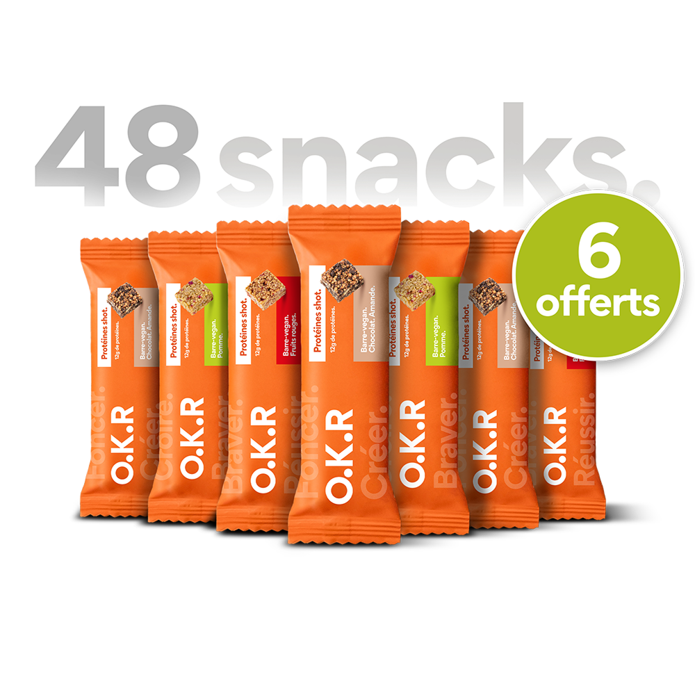 Großformatige 48 Protein-Snacks. Getreide.